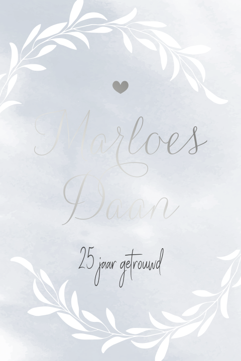 Jubileum voor 25 jaar getrouwd met watercolor en zilverfolie